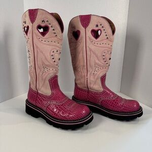 Ariat Pink Heart Western Boots Y2K size 7 Girls